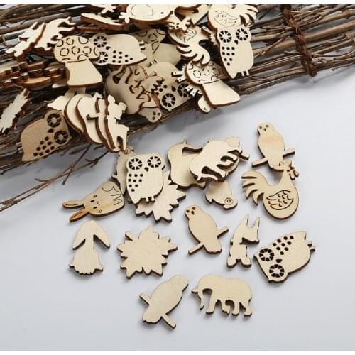 50 Pieces Wooden Animal Shapes Gift Tags Scrapbook Embellishments Art Wood