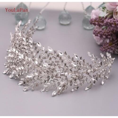 YouLaPan HP312 Bridal Hair Pieces Bridemaids Head Pieces Crystal Headbands for Women Jeweled Hair Accessories Rhinestone Tiara