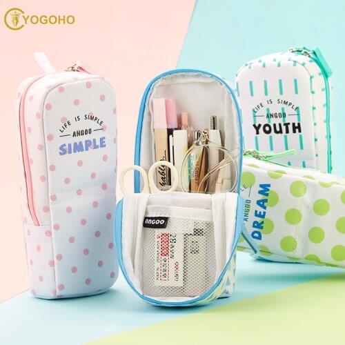 Simple Canvas Pencil Case big Capacity Pen Bags Cute Letter Pencil Bags For Girls Gift School Supplies Korean Stationery