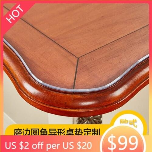 68 degrees European-style special-shaped PVC tablecloth transparent soft glass tablecloth waterproof and oil-proof