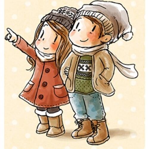 Rubber Silicone Clear Stamps for Scrapbooking Tampons Transparents Seal Background Stamp Card Making Diy Cartoon Girl and boy