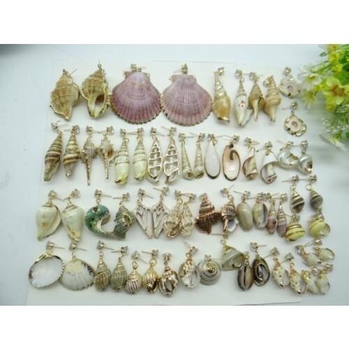 Wholesale Fashion Style Sea Shell Pearl Pendant Earrings earring Summer Boho Jewelry Handmade Natural Sea Shell Earrings A9