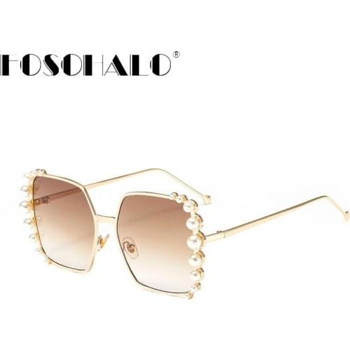 Pearl Square Sunglasses Women Luxury Brand Designer Sunglasses Metal Frame Sunglasses Men Fashion Shades UV400 Vintage Glasses