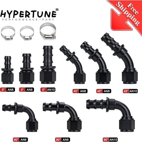 Universal AN6 AN8 AN10 Push-on Hose End Fittings Fuel Oil Cooler Hose Fitting 0 45 90 180 Degree Reusable Connection Adapter