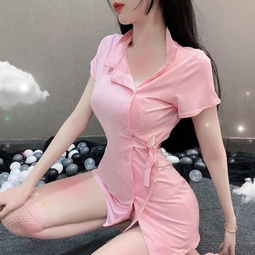 Japanese Sexy Doctor Uniform Sex Nurse Dress with Hat T-pants Pink Women Maid Lingerie Plus Size Costume Fetish Erotic Cosplay