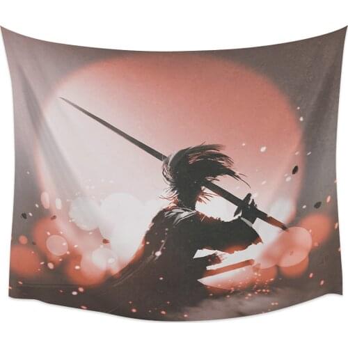Japanese Anime Character Bushido Tapestry Wall Hanging Home Wall Decor Bedroom Tapestry Yoga Mat Picnic Mat