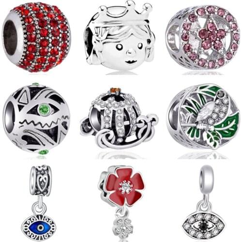 Fresh Style Long Statement Enamel Wing Bear Dog Cross Pumpkin Car Star Beads Fit Pandora Charms Bracelets for Women DIY Trinket