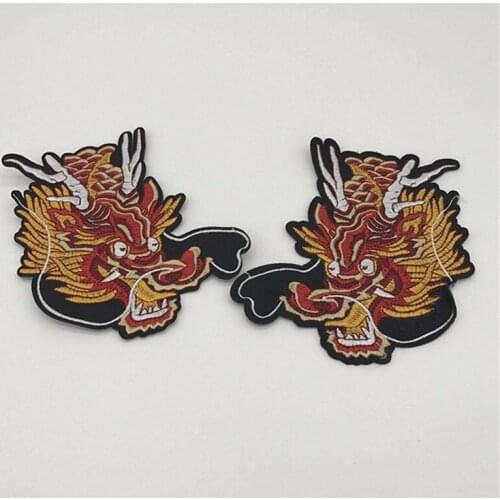 1 Pair Dragons Tigers Sew On Iron On Patch DIY Embroidered Applique for Decoration Clothing Accessory Stickers