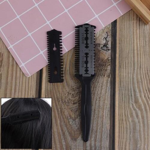 1pcs Professional Hairdressing Thinning Trimmer black Hair Razor Comb Scissor Wholesale