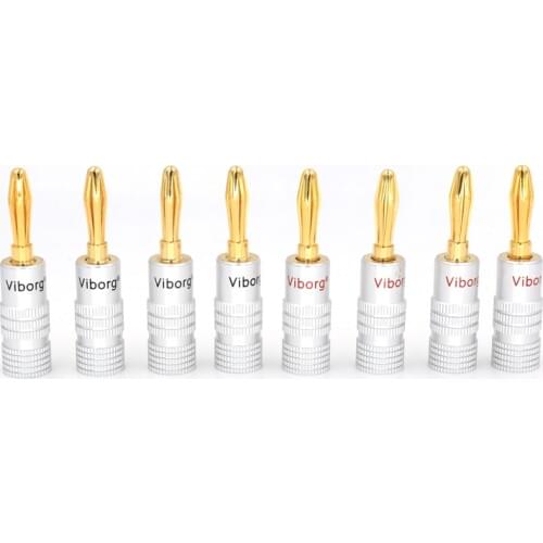12pcs/lot! 4mm Viborg Banana Plug 24K Gold Pure Copper Adapter Audio Socket Jack Screw Electronic Connector Terminals