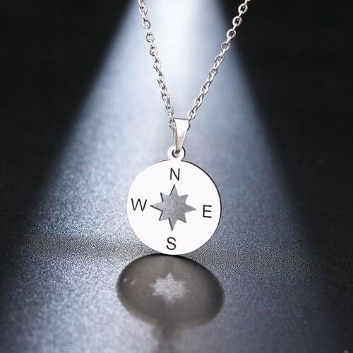 12PC/Lot Jewelry Women Tiny Compass Charm Pendant Necklace Travel Jewelry Gifts Chains Necklaces Best Friends Gifts