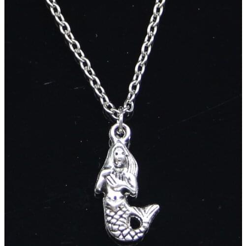 20pcs New Fashion Necklace 22x12mm mermaid Pendants Short Long Women Men Colar Gift Jewelry Choker