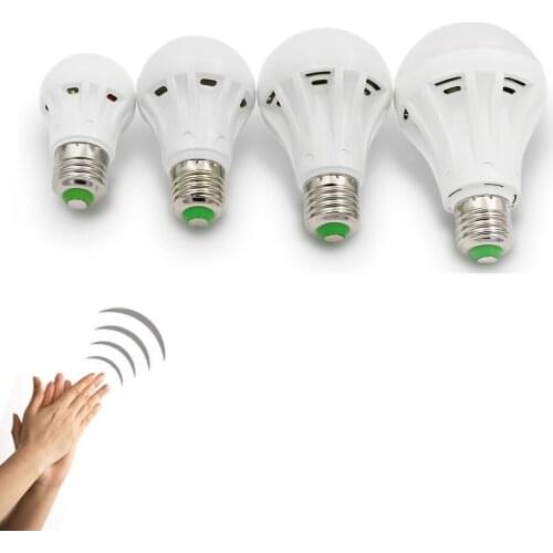 220V E27 3W/5W/7W/9W Sound and Light Control Auto Sensor Voice Detection 27 LED SMD White Warm White Spotlight Light Lamp Bulb