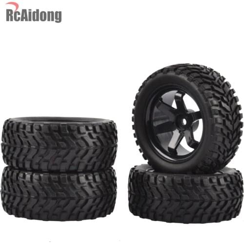 4pcs RC Rally Car Racing Rubber Tires and Wheel Rims for 1/10 1/16 RC Off-road Vehicles HSP HIP Kyosho Tamiya 4WD