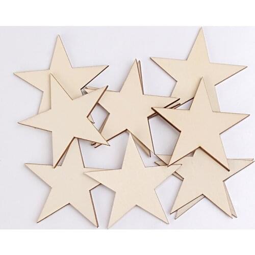 50pcs 19mm/25mm/30mm/45mm Wooden Stars Cutout Confetti Christmas Table Scatter Ornaments Decorations Unfinished Crafts Scrapbook