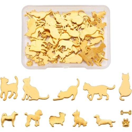 60pcs/box Alloy Cabochons Mixed Shapes For DIY UV Resin Epoxy Resin Pressed Flower Jewelry Making Handmade DIY Craft Golden