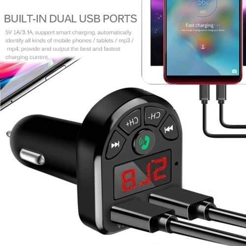 Car Bluetooth FM Transmitter MP3 Player with 1.1" Display Dual USB(1A/3.1A) Supports TF/USB Input FM Transmitters Manual