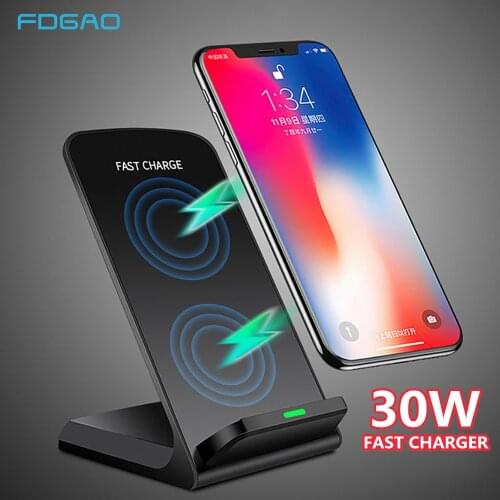 Qi Wireless Charger For iPhone 12 11 Pro XS Max X XR Type C Fast Charging Dock Stand for Samsung S21 S20 30W Phone Quick Charger