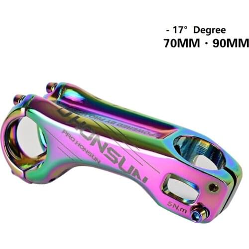 70mm 90mm Colorful Bicycle Stem High-Strength Lightweight Stem -17 Degree Mountain Road Bike Stem MTB XC AM DH Rainbow Bike Stem