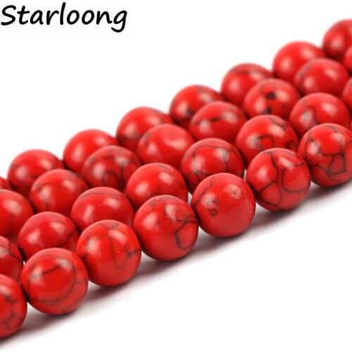4mm 6mm 8mm 10mm 12mm Pick Size Synthetic stone beads Round Loose Spacer Red howlite Stone Beads For DIY Necklace Bracelet
