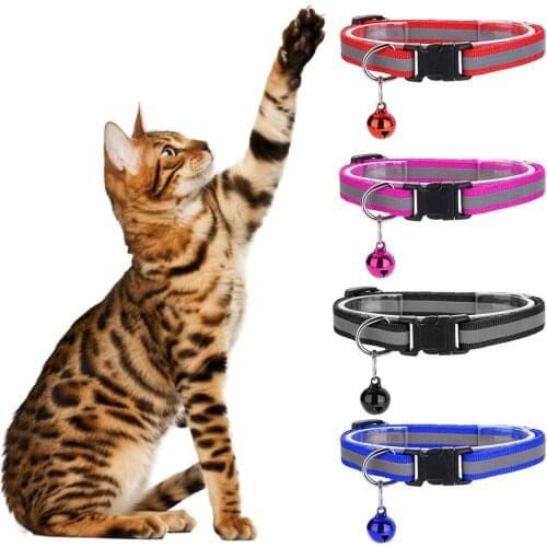 Pet Cat Dog Reflective Collar Flashing Light Up Nylon Night Collars