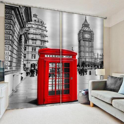 Europe City night scene Curtain Luxury 3D Window Curtain For Living Room building curtains