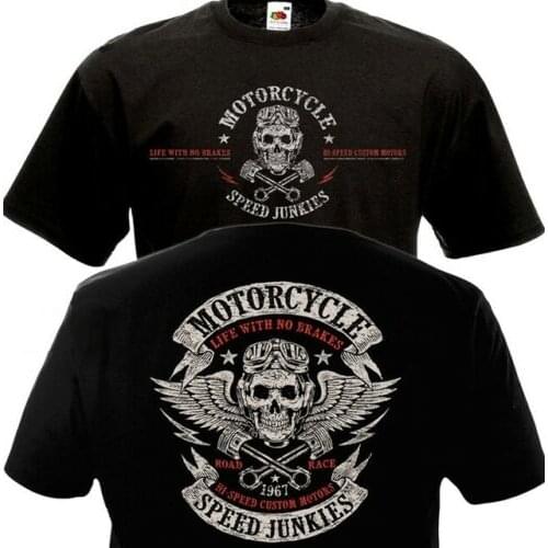 Short Sleeve T-Shirt Motorcycle Speed Biker Chopper New Brand-Clothing Hip-Hop Simple Splicing Tee Slim Tops Printed T-Shirts