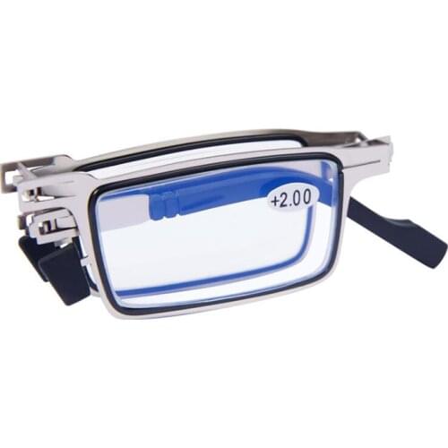 EDEHUA Blue Anti-Light Reading Glasses Metal Foldable Presbyopia Eyewear With Case Thin Magnifying glasses Men Women+3+3.5+4