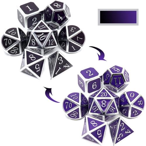 Haxtec Color Changing Metal Dice Set D&D Heat Sensitive Temperature DND Dice Polyhedral for RPG Games