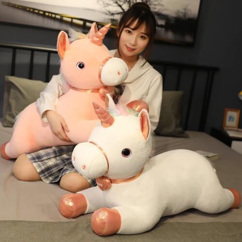 50-85cm Giant New Cute Lying Unicorn Plush Stuffed Toys for Children Soft Cartoon Animal Horse Doll Sleep Pillow Girl Baby Gift