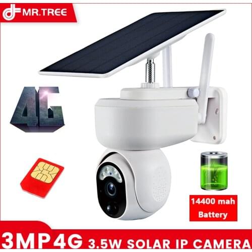 Outdoor Solar Recharge Battery Audio IP Camera 4G LTE FDD GSM/WIFI PTZ Wireless Camera 3MP 1080P Security Surveillance Camera