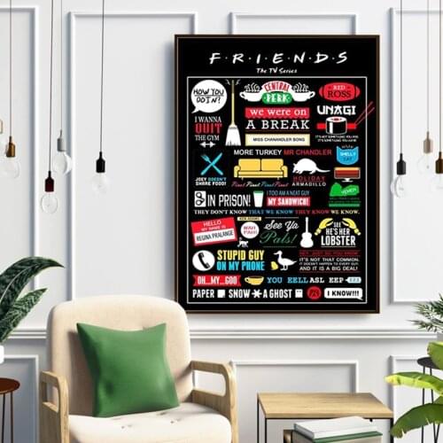 Friends TV Show Poster and Prints HD Printed Quadro Canvas Painting Classic Quote Wall Art Picture for Living Room Cuadros Decor
