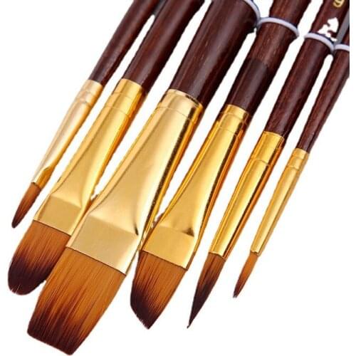 Keepsmiling brush 6 coffee poles nylon wool multifunctional combination watercolor acrylic pigment