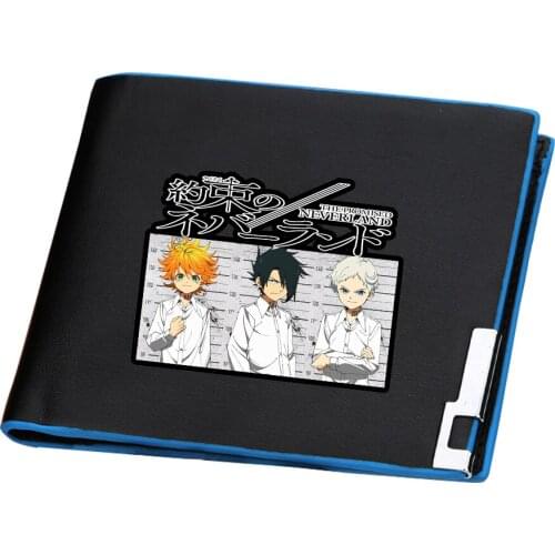 The Promised Neverland Cartoon Short Wallet Anime ID Card Holder Boys Money Bag Pu Short Purses Emma Norman Slim Carteira