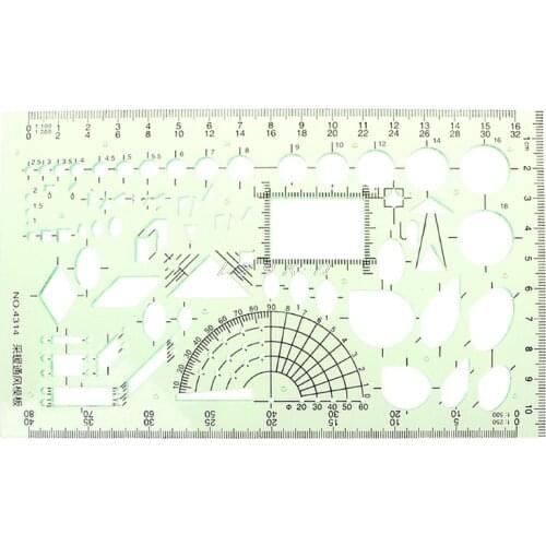 Plastic Ruler Rectangle Circle Shape Geometric Drawing Template Ruler Student Stationery School Accessories