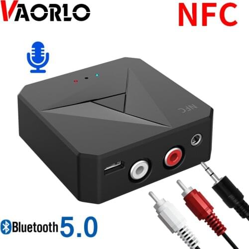 NFC Bluetooth 5.0 RCA Audio Receiver Transmitter 3.5MM AUX USB Jack Music Stereo Wireless Adaper With Mic For Car TV PC Speaker
