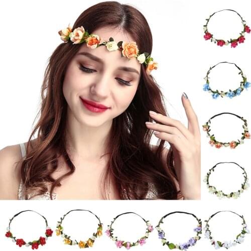 Newest Stylish Women Girls Floral Headband Bohemia Hair Band Flower Garland Wedding Prom Beach Party Hair Accessories Gift