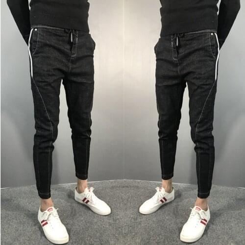 Spring autumn 2021 new mens Korean stretch leggings social spirit guy Slim Harem jeans trendy boy teenagers pencil pants