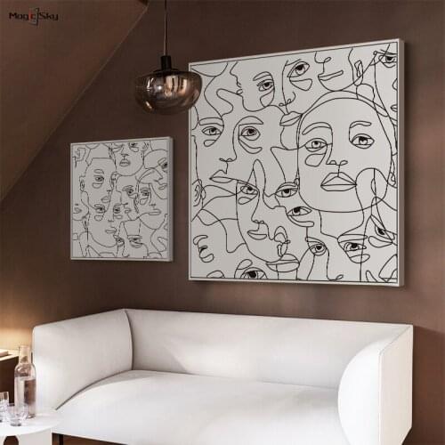 Single Line Face Art Posters and Prints Canvas Painting Minimalist One Line Drawing Nordic Pictures Living Room Home Wall Decor