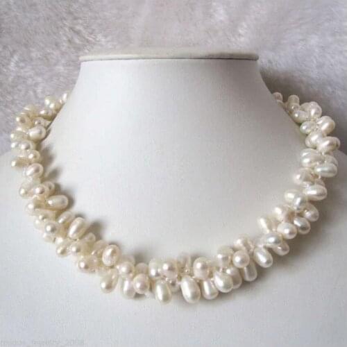 18"7-8 mm 2 Row White Baroque Freshwater Pearl Necklace
