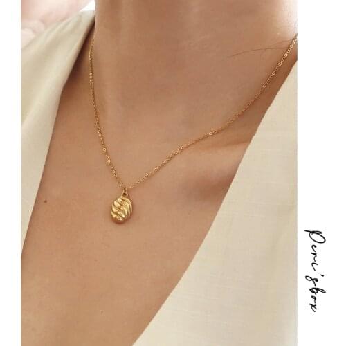 Perisbox So Cute Gold Color Bread Pendant Necklace For Women Titanium Steel Minimalist Layered Necklace Jewelry 2021 Trendy