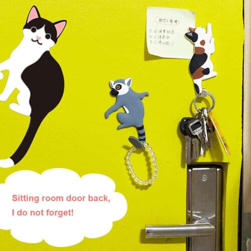 PVC Cartoon Animal Wall Decorative Hook Fridge Whiteboard Sticker Animal Hanger Kid Gift Home Decoration Storage Hook Holder