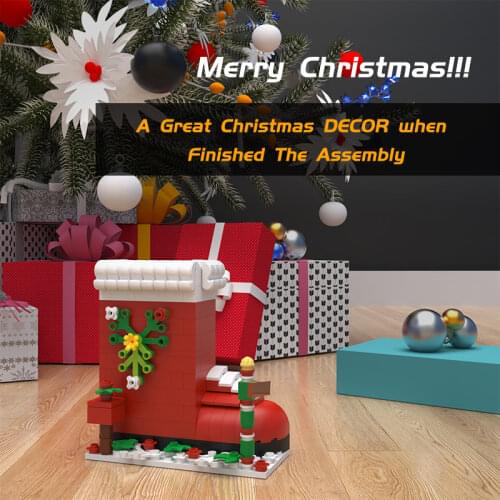 MOC Christmas Collection Xmas Boots Apartment House Building Blocks Scene Education Toys Gift DIY Model City Xmas Mini Gift