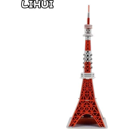DIY Tokyo Tower 3D Puzzle Paper Assembled Building Model Toys for Children Game World Architecture Jigsaw Educational Toy Gifts