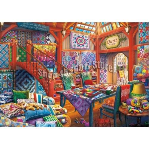 Sewing & Quilting Diy Diamond Painting Quilt Shop Art Diamond Embroidery Full Drill Needlework Rhinestone Mosaic Picture Gift