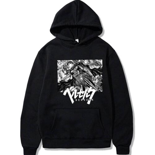Japanese Anime Berserk Harajuku Guts Manga Hoodies Long Sleeve Streetwear Gothic Cartoon Men Women Oversized Winter Sweatshirts