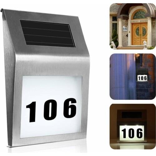 Outdoor Solar Spotlights Wall Light LED Doorplate Lamp Stainless Outdoor Apartment House Porch Numbers Light with Backlight