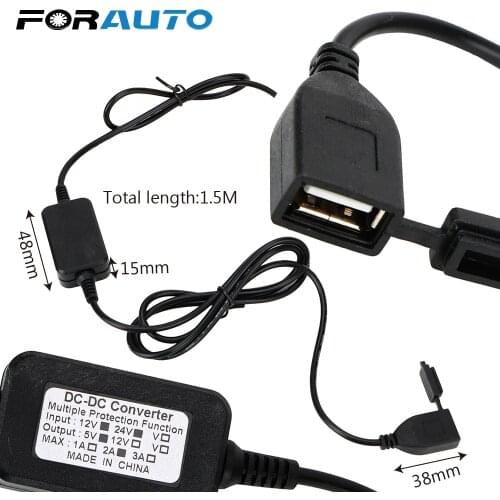 FORAUTO Motorbike Handlebar USB Port Power Supply Socket Converter For Phone GPS Charger DC 5V 2A Adapter Motorcycle USB Socket