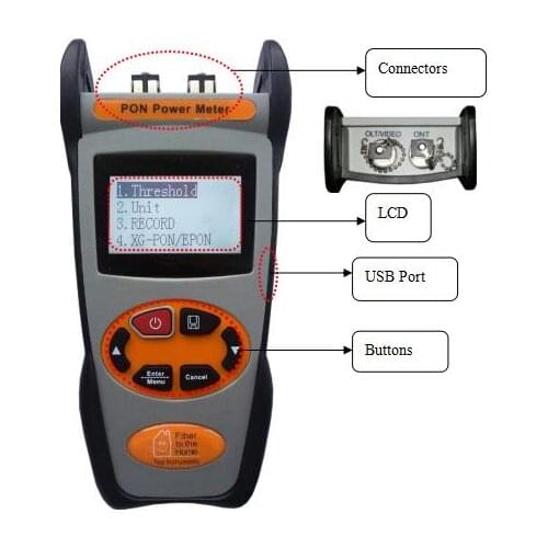 XG-PON/10GE-PON Module OPM G-PON E-PON B-PON SC/FC APC UPC Optical Fiber power meter XGPON 1310/1490/1550nm three wavelengths