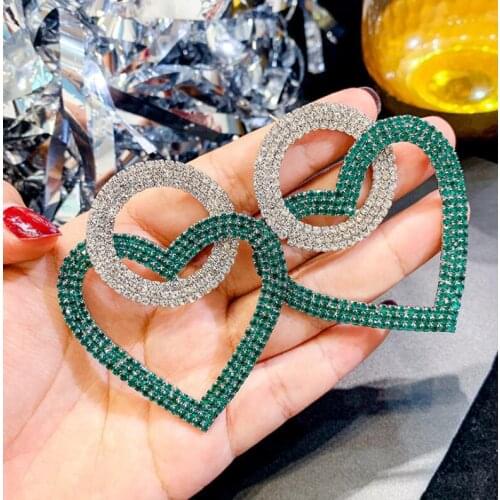 Crystal Heart Earrings For Women ZA Stone Round Drop Dangle Gifts Trendy Wedding Party Fashion Jewelry Bijoux Pendiente Brincos